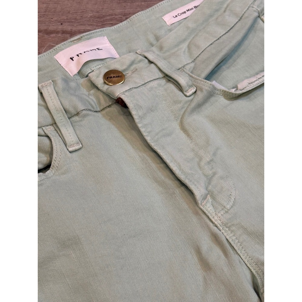 FRAME Le Crop Mini Boot Jeans Light Green Distressed Hem Women's Size‎ 25